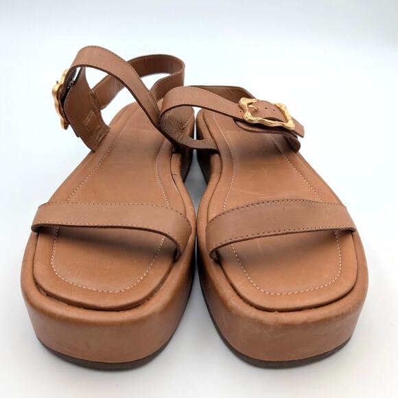 Schutz Wavy Ankle Strap Platform Sandals Women's Leather Brown Size US10.5B EU41 - Picture 2 of 11